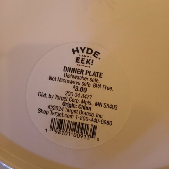 4 Piece Set Hyde and Eek Halloween Plates 10" Ghost Melamine Plastic - BPA Free - Picture 4 of 7